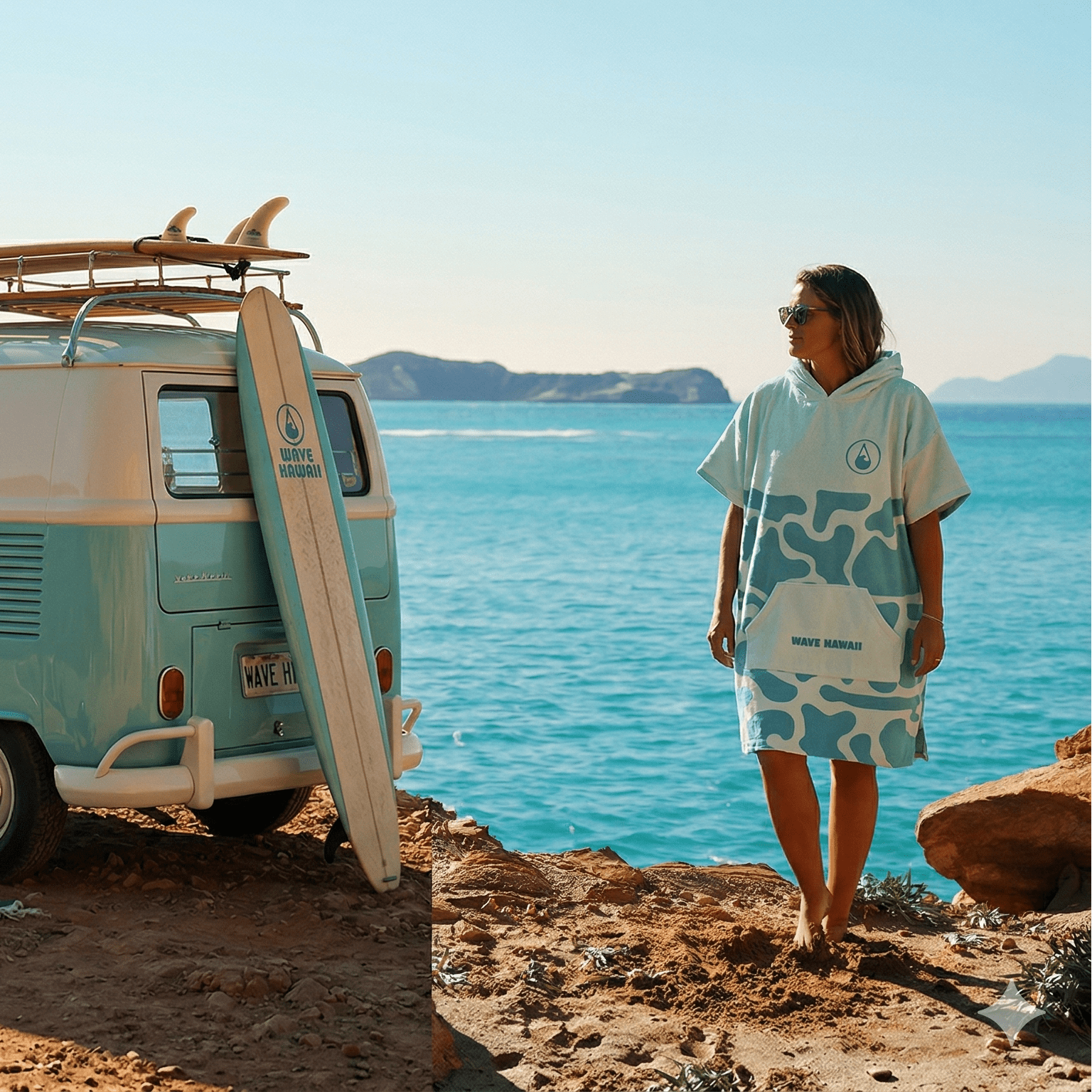 NatureLite Travel Poncho Beach Ocean Camou Travel Ponchos WAVE HAWAII