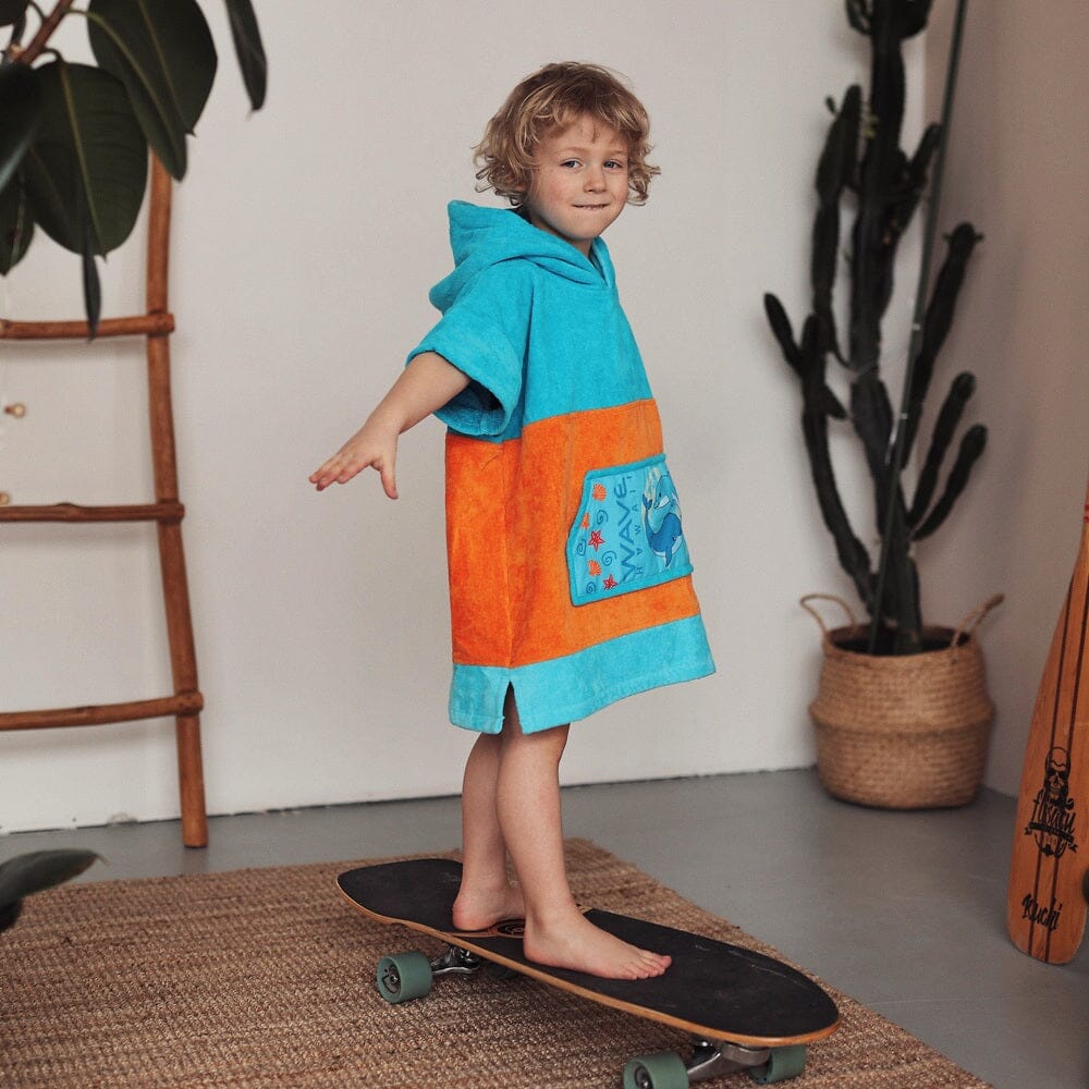 Ponchini Keiko, Baumwolle Velours Kids Ponchos WAVE HAWAII