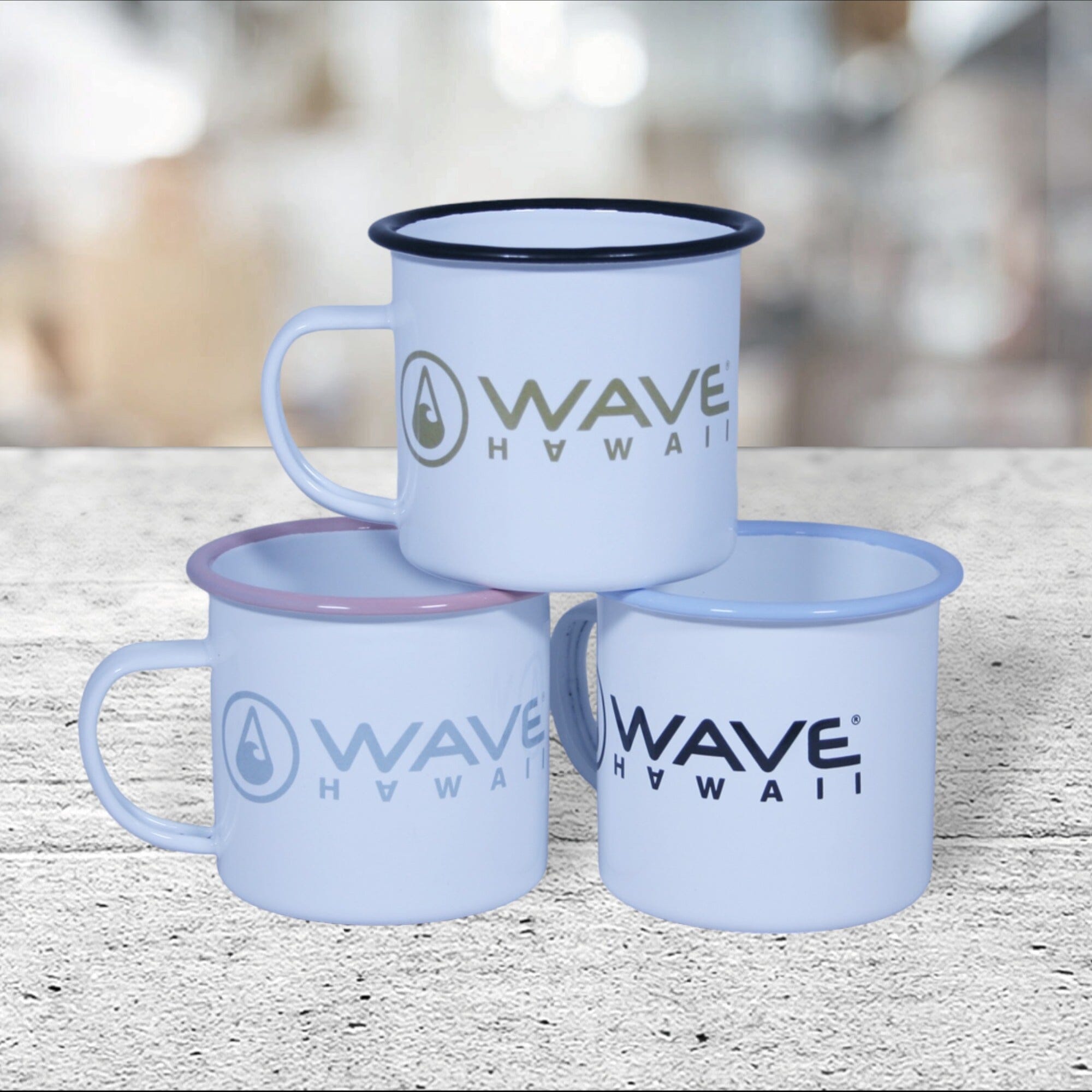 Emaille-Tasse black-gold, 350 ml Tasse WAVE HAWAII