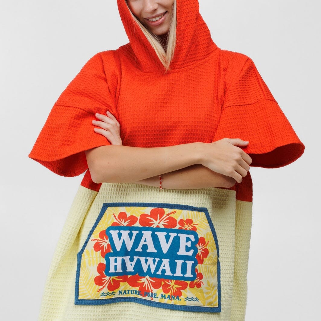 Travel Poncho Wailua, Baumwolle Waffle Piquee Travel Ponchos WAVE HAWAII
