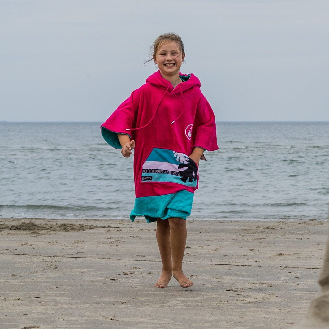 Poncho Pink Wave, Baumwolle Velours Kids Ponchos WAVE HAWAII