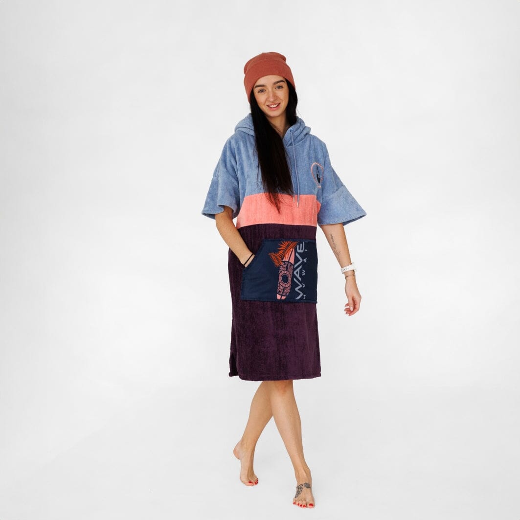 NEU: Poncho Kiholo, Baumwolle Velours Style Ponchos WAVE HAWAII