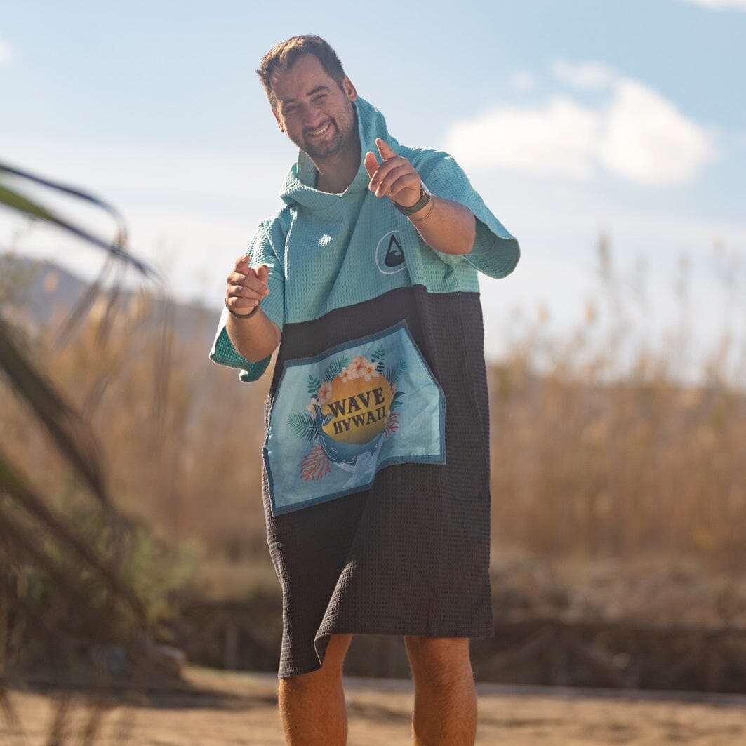 Travel Poncho Pahoa, Baumwolle Waffle Piquee Travel Ponchos WAVE HAWAII