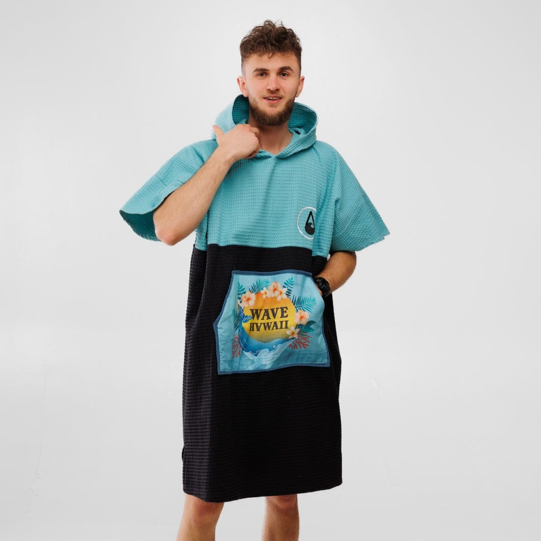 Travel Poncho Pahoa, Baumwolle Waffle Piquee Travel Ponchos WAVE HAWAII