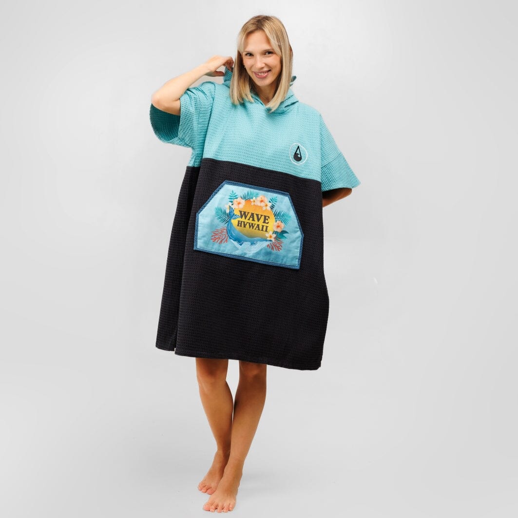 Travel Poncho Pahoa, Baumwolle Waffle Piquee Travel Ponchos WAVE HAWAII