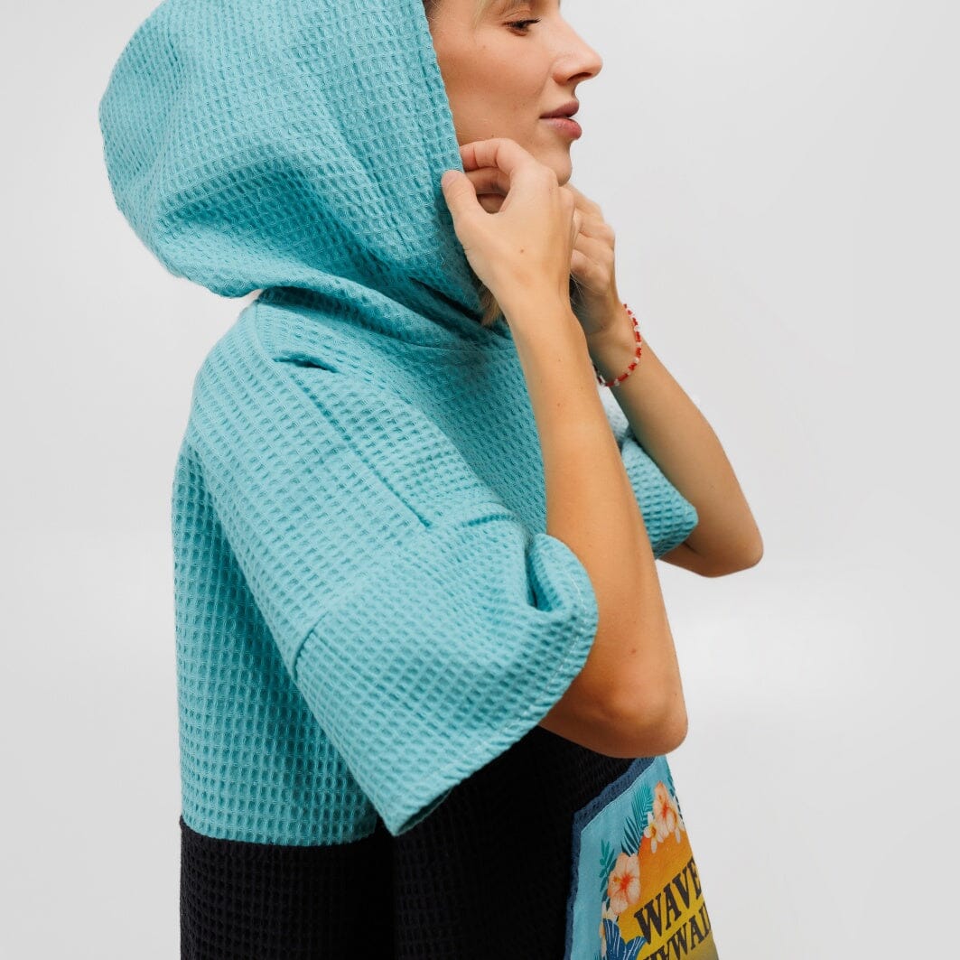 Travel Poncho Pahoa, Baumwolle Waffle Piquee Travel Ponchos WAVE HAWAII