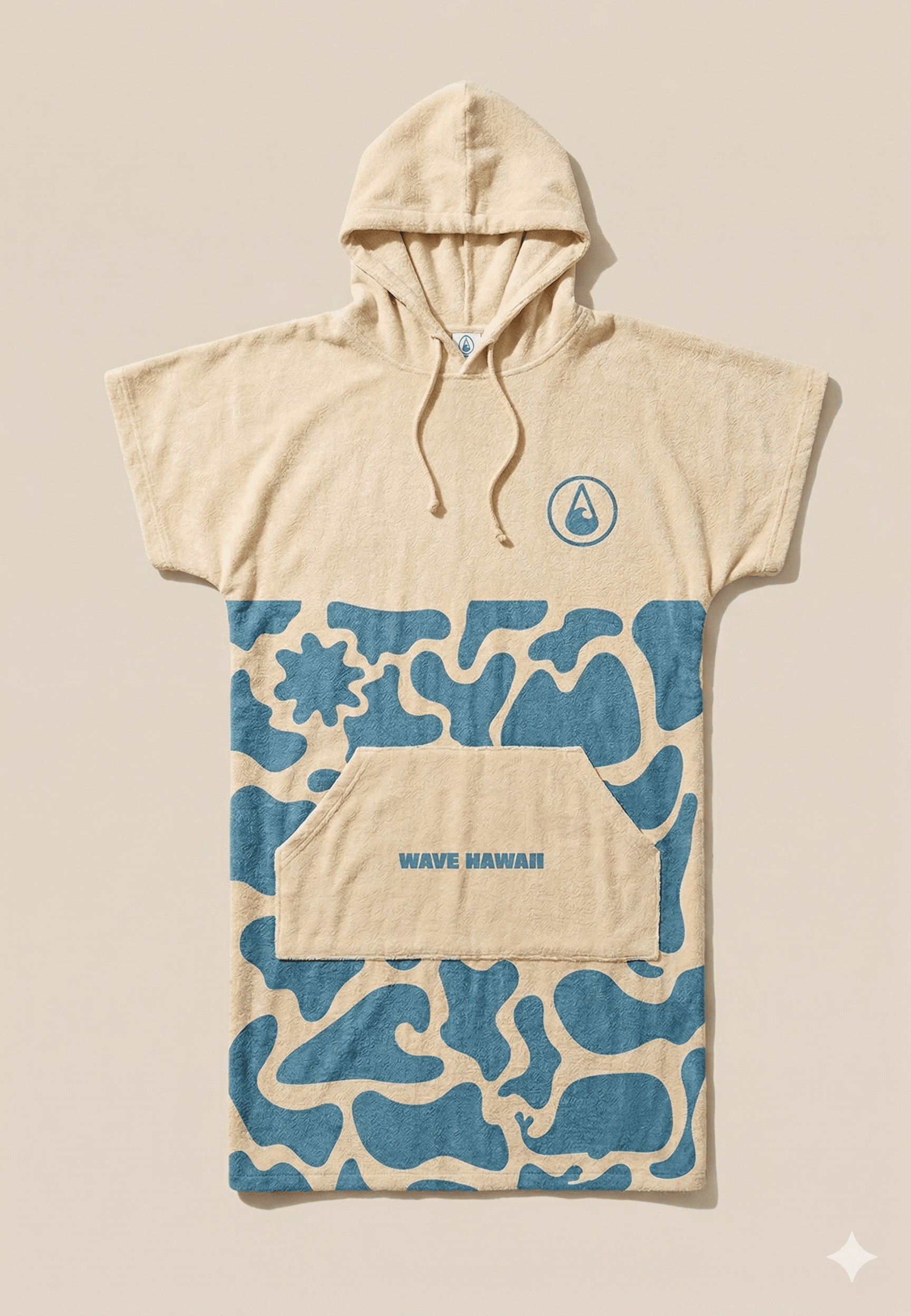 NatureLite Travel Poncho Beach Ocean Camou Travel Ponchos WAVE HAWAII 