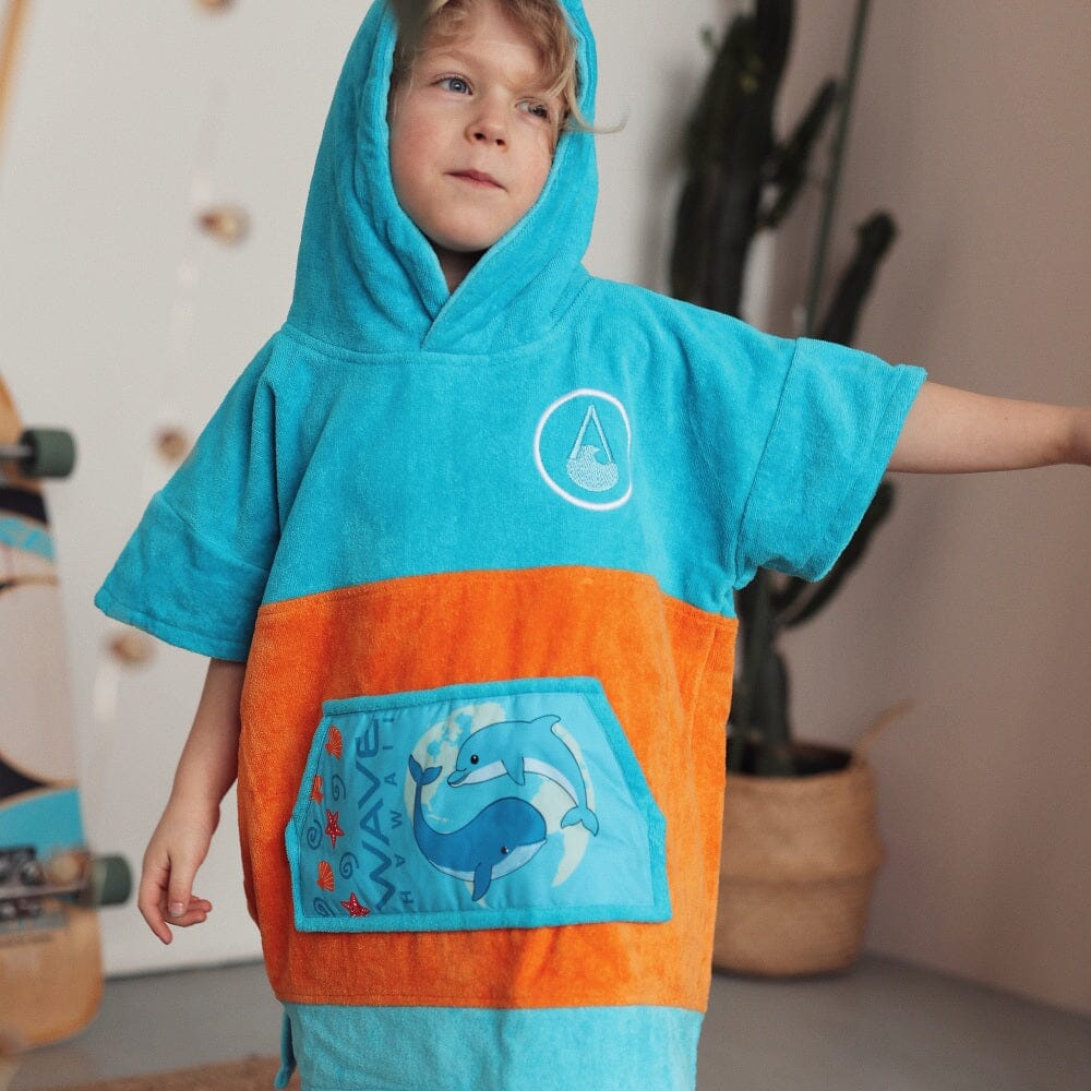 Ponchini Keiko, Baumwolle Velours Kids Ponchos WAVE HAWAII 